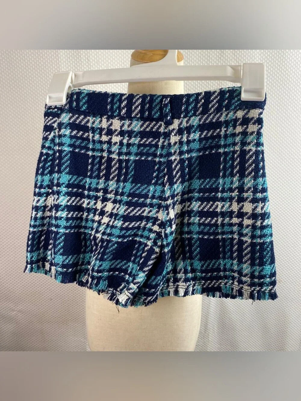 Zara Pink Double-Button High-Waist Skort & Navy Plaid Tweed Mini Set